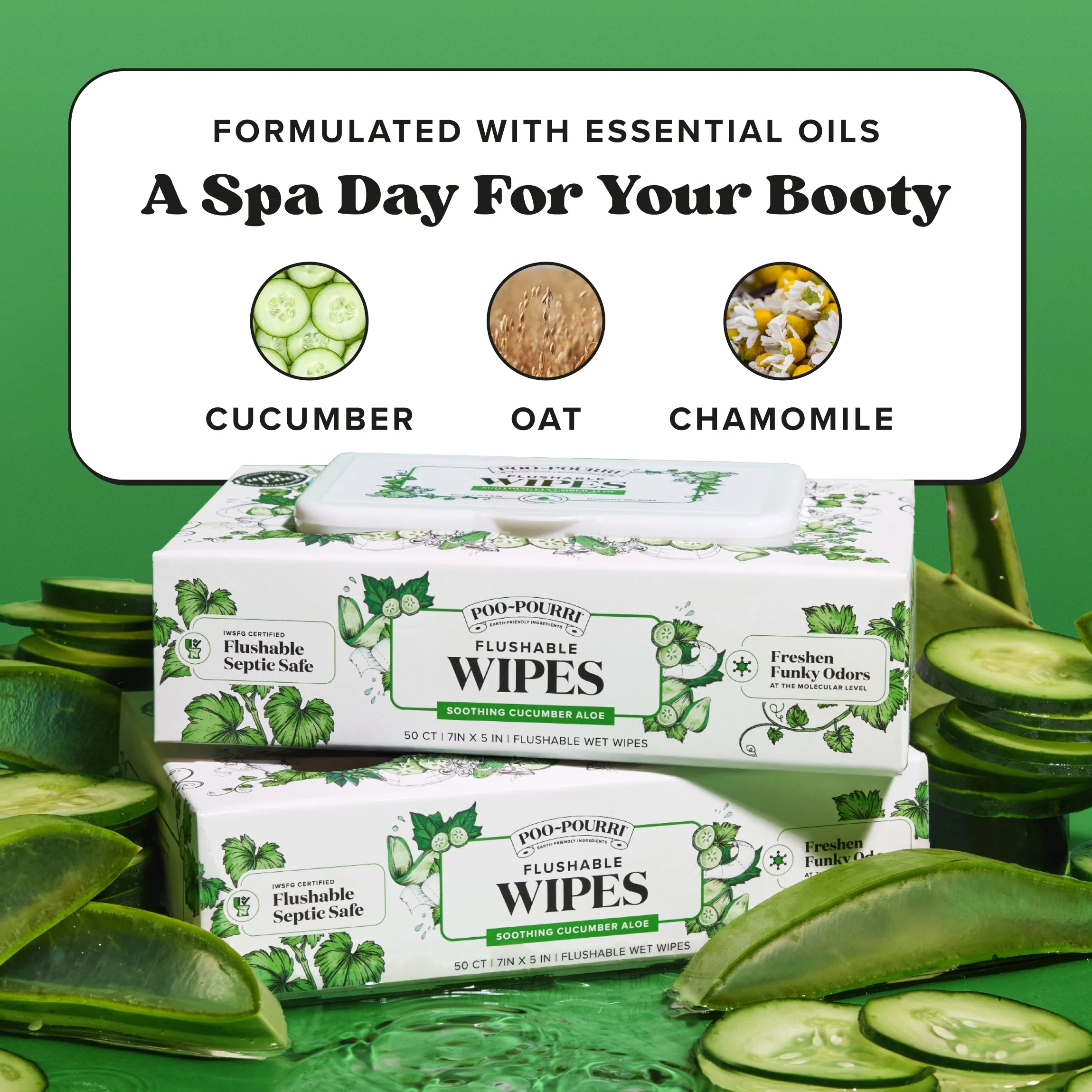 Cucumber Aloe Flushable Wipes - Poo~Pourri - View 6